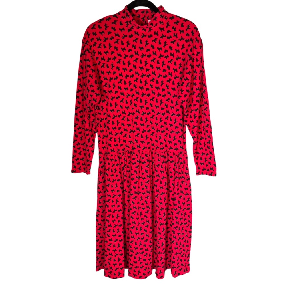 J. Christopher Vintage Scottie Dog Long Sleeve 100% Cotton Dress in Size Large